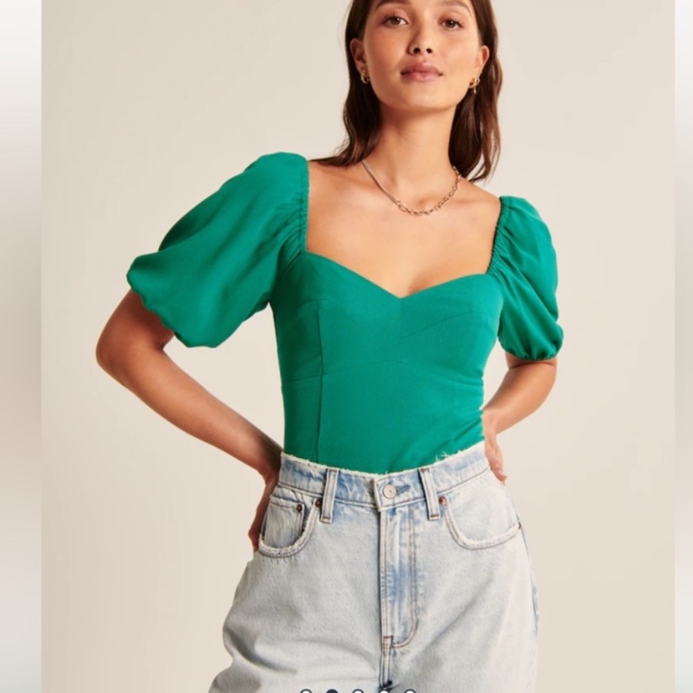 Abercrombie Puff Sleeve Corset Sweetheart Top